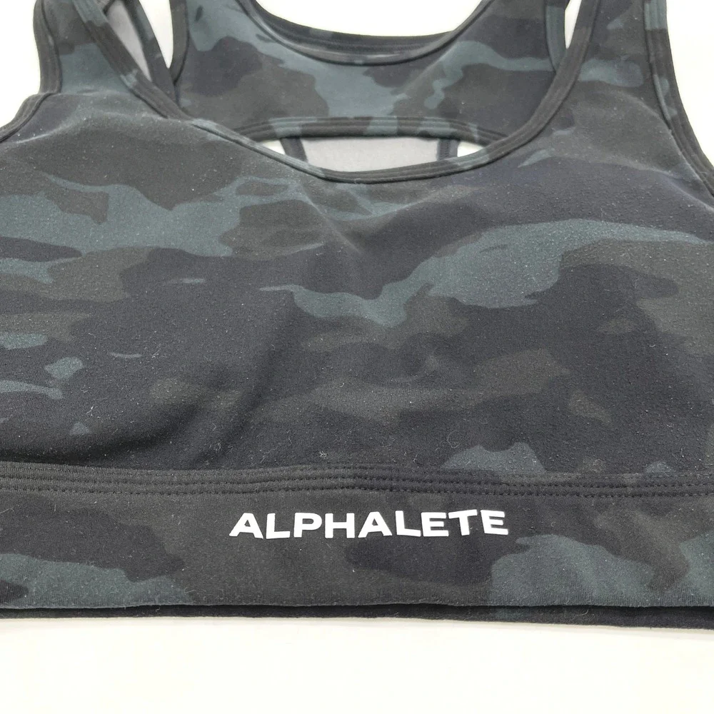 Alphalete Camo Sports Bra Womens Small Double Strap Racerback Athleisure Gym